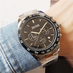 Hot selling boss watches for men stainless steel quartz movement mens watch all functional small dial work designer stopwatch