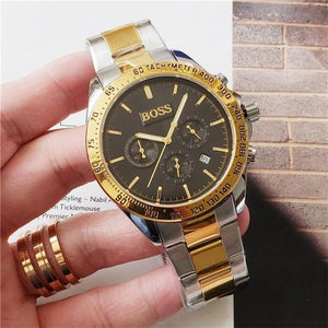 Hot selling boss watches for men stainless steel quartz movement mens watch all functional small dial work designer stopwatch