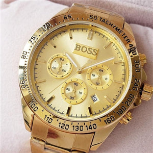 Hot selling boss watches for men stainless steel quartz movement mens watch all functional small dial work designer stopwatch