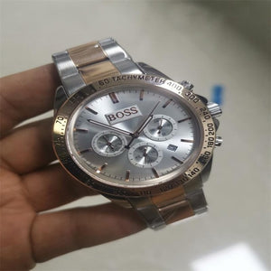 Hot selling boss watches for men stainless steel quartz movement mens watch all functional small dial work designer stopwatch