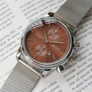 High-quality men BOSS wristwatch 43mm steel Mesh Watches Men's quartz waterproof watch mens designer watches Luxury Mens Watches