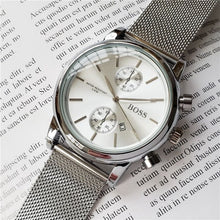 Load image into Gallery viewer, High-quality men BOSS wristwatch 43mm steel Mesh Watches Men&#39;s quartz waterproof watch mens designer watches Luxury Mens Watches