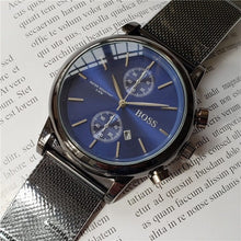 Load image into Gallery viewer, High-quality men BOSS wristwatch 43mm steel Mesh Watches Men&#39;s quartz waterproof watch mens designer watches Luxury Mens Watches