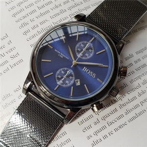 High-quality men BOSS wristwatch 43mm steel Mesh Watches Men's quartz waterproof watch mens designer watches Luxury Mens Watches