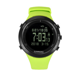 SUNROAD New Men Heart Rate Watch Compass Pedometer Altimeter 5ATM Waterproof Digital Clamping Charging Sports Watches Relogio