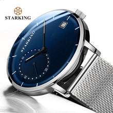 Load image into Gallery viewer, STARKING Dress Men Watch Steel Mesh Band Quartz Analog Wristwatch 3ATM Waterproof Curved Glass Blue Male Clock Relogio Masculino