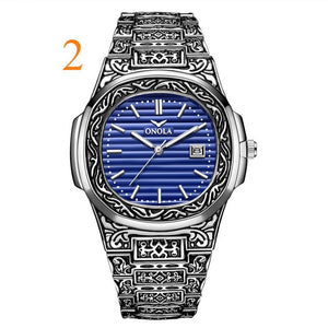 ONOLA brand mens wristwatches luxury Retro copper stainless steel man watches quartz square men's clocks waterproof