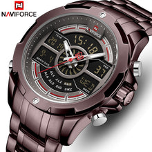 Load image into Gallery viewer, Relogio Masculino NAVIFORCE Men Watch Top Brand Stainless Steel Mens Watches Analog Digital Quartz Wristwatch Men LED Clock