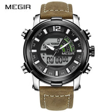 Load image into Gallery viewer, Relogio Masculino Top Luxury Brand MEGIR Men Watch Chronograph Military Sport Man Wristwatch Quartz LED Digital Clock Male 2019