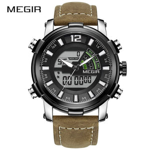 MEGIR Men's Digital Analog Quartz Wristwatches Dual Display Men Military Sport Watches Clock Hour Relogio Masculino Reloj Hombre