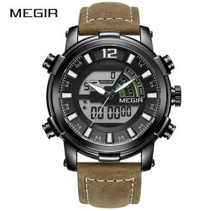 MEGIR Men's Digital Analog Quartz Wristwatches Dual Display Men Military Sport Watches Clock Hour Relogio Masculino Reloj Hombre