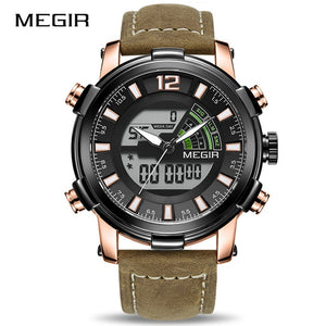 Men Sport Watch MEGIR Analog Quartz Digital Dual Display Watches Relogio Masculino Reloj Hombre Army Military Wristwatches Clock