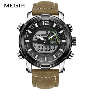 Men Sport Watch MEGIR Analog Quartz Digital Dual Display Watches Relogio Masculino Reloj Hombre Army Military Wristwatches Clock