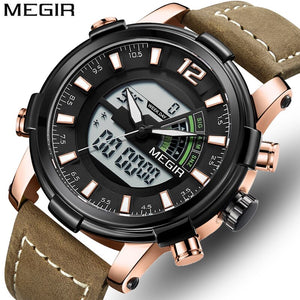 Mens Watches Top Luxury Brand MEGIR Men Dual Display Sport Watch Fashion Analog Digital Waterproof Wristwatch Relogio Masculino