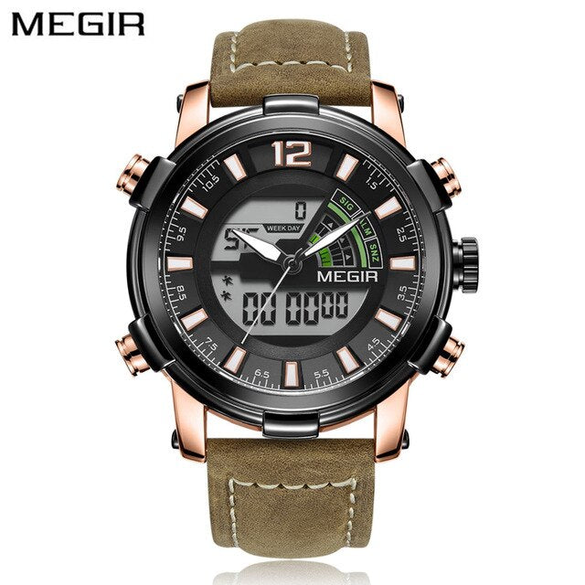 Mens Watches Top Luxury Brand MEGIR Men Dual Display Sport Watch Fashion Analog Digital Waterproof Wristwatch Relogio Masculino