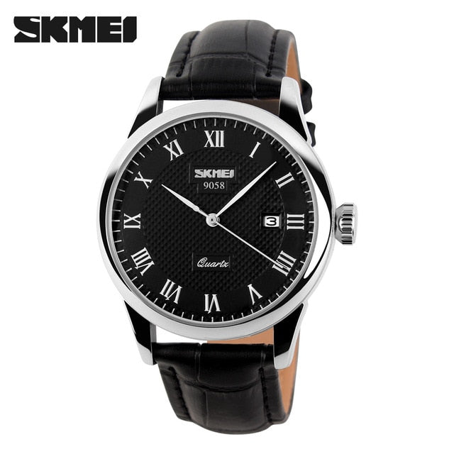 SKMEI Fashion Men 30M Waterproof Dress Watch British Style Business Casual Watches Quartz Date Display Sports Wristwatches 9058