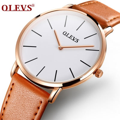 Men ultra thin Quartz Watch OLEVS Top Brand Luxury Wrist Watches Casual Business Leather Watches Rose Waterproof Man Clock Reloj