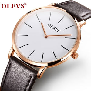 Men ultra thin Quartz Watch OLEVS Top Brand Luxury Wrist Watches Casual Business Leather Watches Rose Waterproof Man Clock Reloj