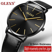 Load image into Gallery viewer, Men ultra thin Quartz Watch OLEVS Top Brand Luxury Wrist Watches Casual Business Leather Watches Rose Waterproof Man Clock Reloj