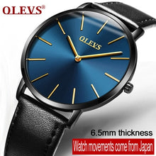 Load image into Gallery viewer, Men ultra thin Quartz Watch OLEVS Top Brand Luxury Wrist Watches Casual Business Leather Watches Rose Waterproof Man Clock Reloj