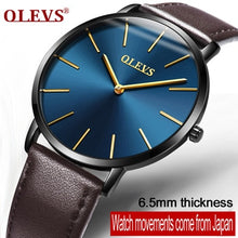 Load image into Gallery viewer, Men ultra thin Quartz Watch OLEVS Top Brand Luxury Wrist Watches Casual Business Leather Watches Rose Waterproof Man Clock Reloj