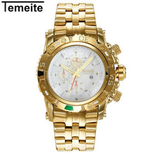 Load image into Gallery viewer, TEMEITE Creative Golden Men Quartz Wristwatches 3D Dial Design Full Steel Calendar Waterproof Big Watches Top Brand Luxury Clock