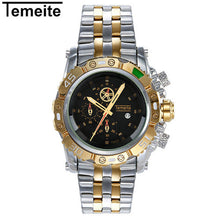 Load image into Gallery viewer, TEMEITE Creative Golden Men Quartz Wristwatches 3D Dial Design Full Steel Calendar Waterproof Big Watches Top Brand Luxury Clock