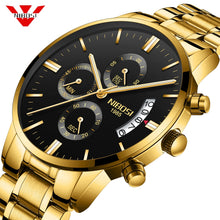 Load image into Gallery viewer, NIBOSI Men Watch Chronograph Sport Mens Watches Top Brand Luxury Waterproof Full Steel Quartz Gold Clock Men Relogio Masculino