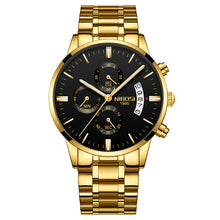 Load image into Gallery viewer, NIBOSI Men Watch Chronograph Sport Mens Watches Top Brand Luxury Waterproof Full Steel Quartz Gold Clock Men Relogio Masculino