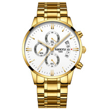 Load image into Gallery viewer, NIBOSI Men Watch Chronograph Sport Mens Watches Top Brand Luxury Waterproof Full Steel Quartz Gold Clock Men Relogio Masculino