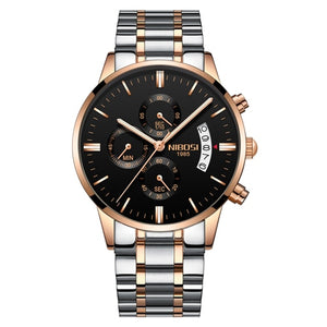 NIBOSI Men Watch Chronograph Sport Mens Watches Top Brand Luxury Waterproof Full Steel Quartz Gold Clock Men Relogio Masculino