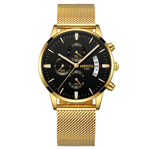 NIBOSI Men Watch Chronograph Sport Mens Watches Top Brand Luxury Waterproof Full Steel Quartz Gold Clock Men Relogio Masculino