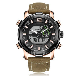 MEGIR Dual Display Men Military Sport Watches Men's Digital Analog Alarm Quartz Wrist Watch Clock Man Waterproof Reloj Hombre