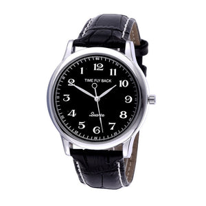 Fashion Reverse Watch Men Quartz Backward Wrist Watch Boys Counterclockwise Watch Waterproof Leather Strap Anticlockwise Watch